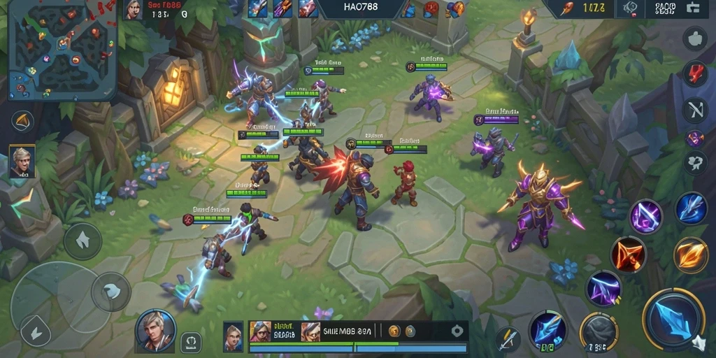 Screenshot menampilkan aksi seru dalam permainan MOBA HAO788.
