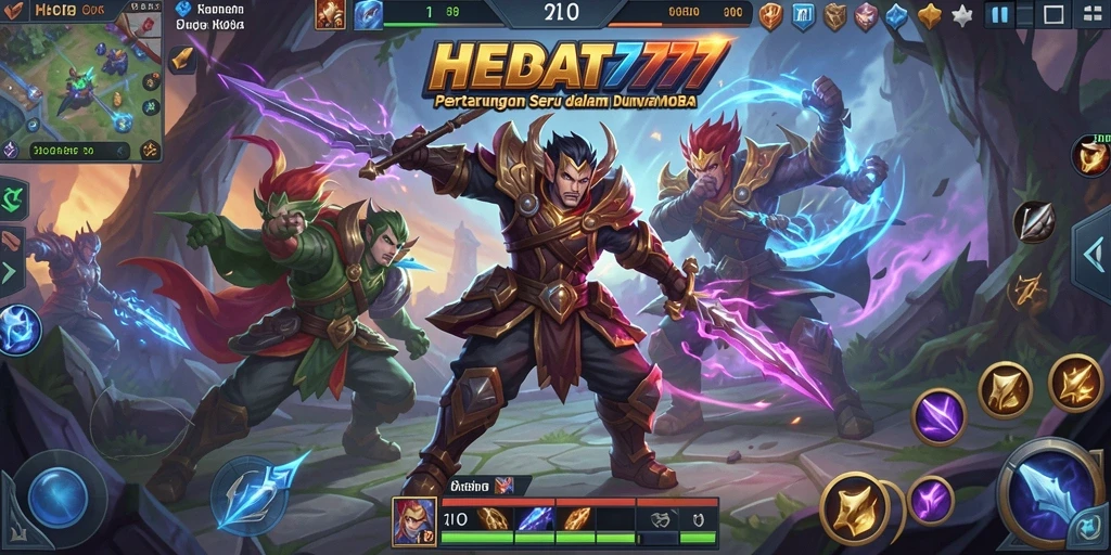 Screenshot gameplay HEBAT777 dengan aksi MOBA yang mendebarkan.