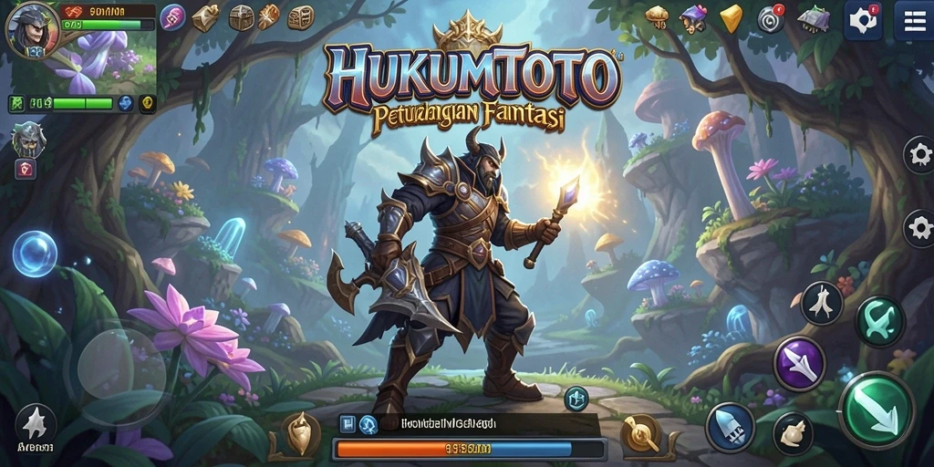 Tangkapan layar HUKUMTOTO menampilkan pertarungan seru di dunia fantasi.
