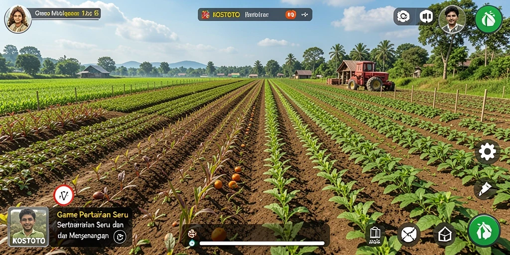 Tampilan screenshot KOSTOTO menunjukkan keseruan gameplay bertani.