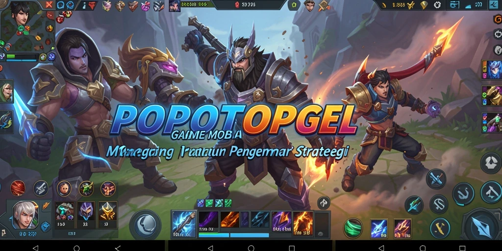 Screenshot utama menampilkan aksi seru di arena MOBA.