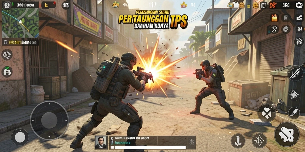 Screenshot dari gameplay RP8 menampilkan aksi tembak-menembak yang mendebarkan.